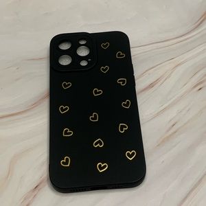 iPhone 14 Pro Max Case with Gold Hearts